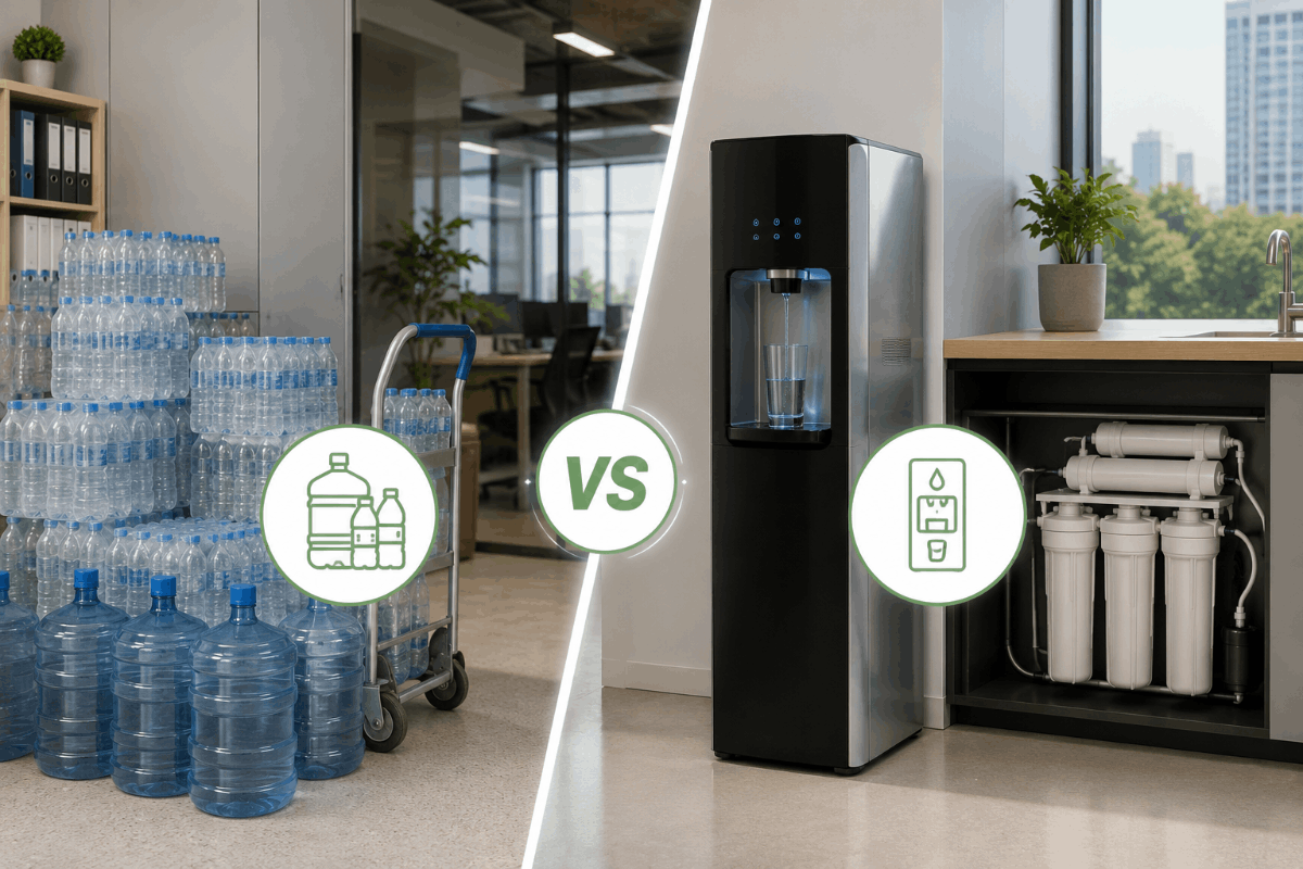 เปรียบเทียบค่าใช้จ่าย (ROI) ระหว่างการซื้อน้ำดื่มบรรจุขวด vs การติดตั้งตู้ทำน้ำดื่ม water dispenser เชิงพาณิชย์ในองค์กร  