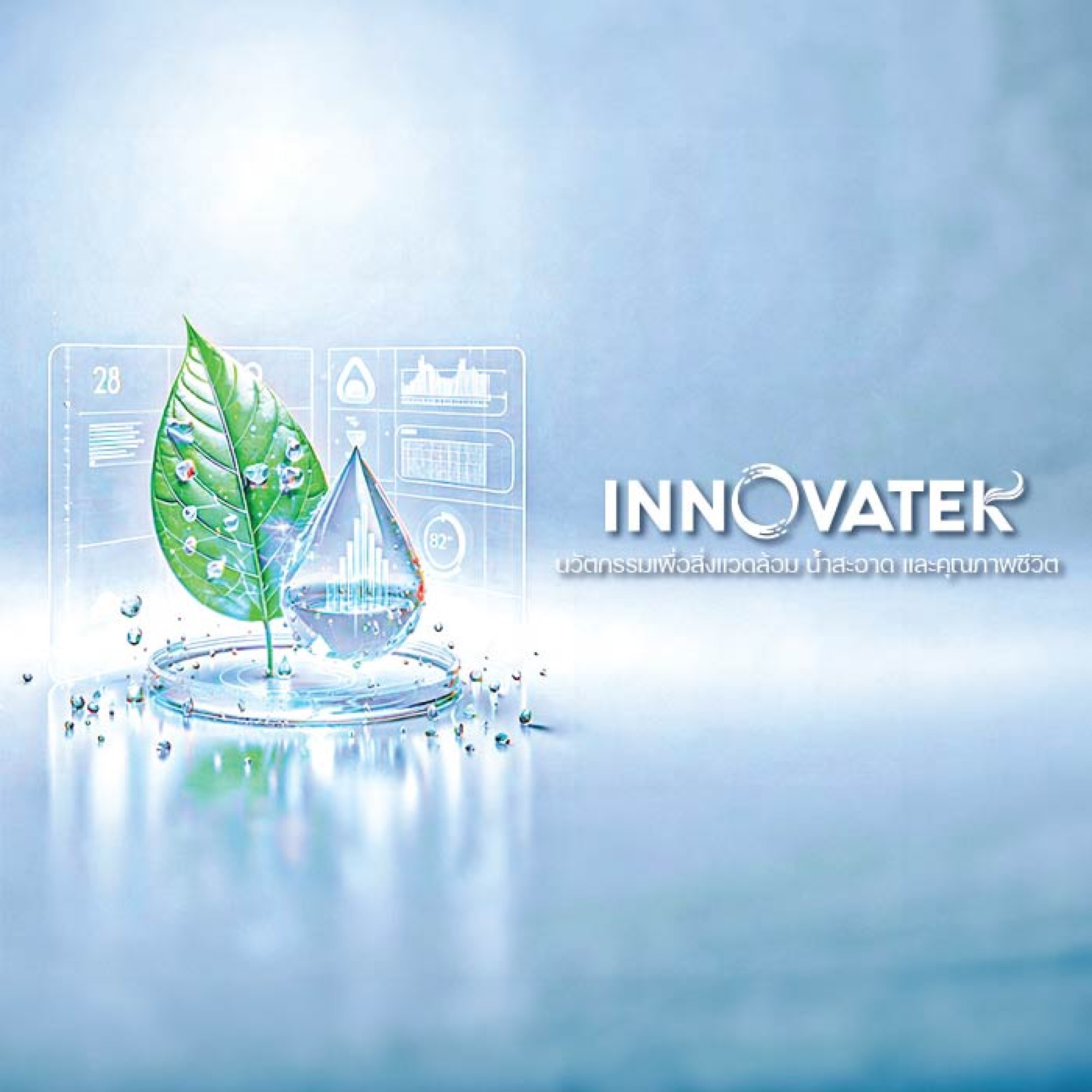 INNOVATEK นวัตกรรมกรีน แสดงระบบนิเวศ เมือง และโรงงานบ สื่อถึงเทคโนโลยีสิ่งแวดล้อม